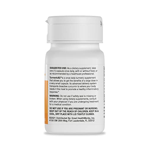 TurmericXL Natural Joint Support & Healthy Inflammatory Response Supplement - 250mg Turmeric Extract Delivers 45x More Curcumin - High Absorption, Gluten-Free – 30 Veggie Capsules