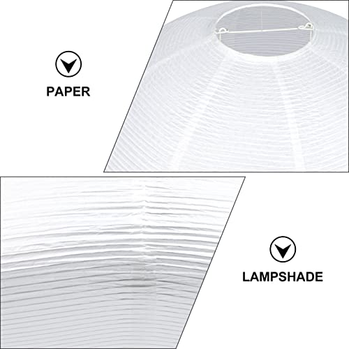 Paper Shades Hanging Paper Lamp Shade, White Mushroom Shaped Ceiling Light Protector Rice Paper Chinese Japanese Cover (White)