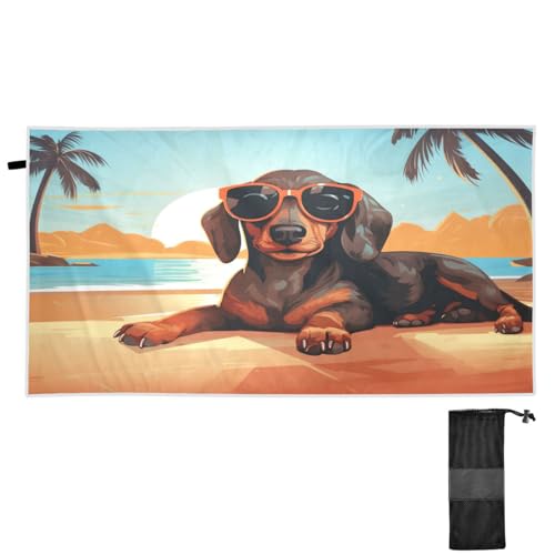 senya Thin Beach Towels Cloth for Women Men, Dachshund Dog on The Beach Beach Towels Swim Towels Oversized Quick Dry for Travel Beach Swim Pool Gym, 31x71in, B04M23028