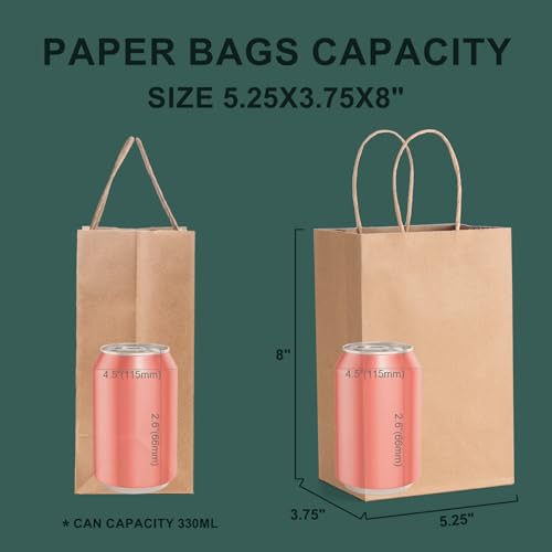 METRONIC Paper Gift Bags 10x5x13'' 200Pcs Brown Paper Bags with Handles Bulk, Kraft Paper Bags for Small Business, Birthday Wedding Party Favor Bags, Christmas Gift bags, Retail shopping Bags