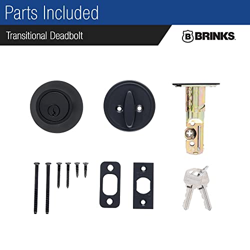 BRINKS Transitional Single Cylinder Deadbolt Lock, Door Lock Built for Residential Protection ANSI Grade 2 Security, Satin Nickel
