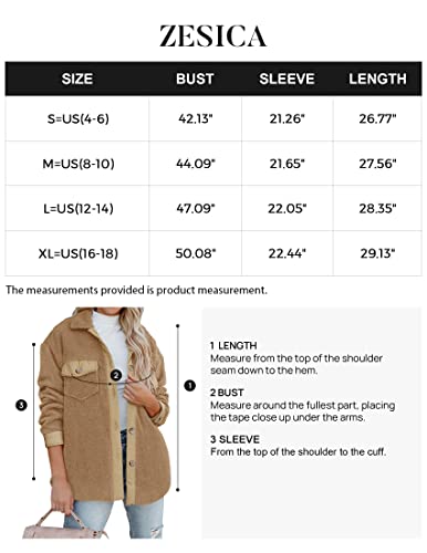 ZESICA Womens Winter Casual Sherpa Fleece Jacket Long Sleeve Button Solid Warm Fuzzy Outwear Coat Pockets,Wine,Large