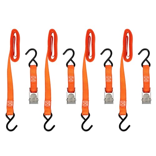 KEEPER Hampton PROD 1”x 10' Cam Buckle Tie-Down, 4 Pack - 300 lbs. Working Load Limit and 900 lbs. Break Strength