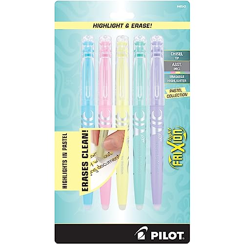 Pilot, FriXion Light Pastel Erasable Highlighters, Chisel Tip, Pack of 14, Assorted Colors