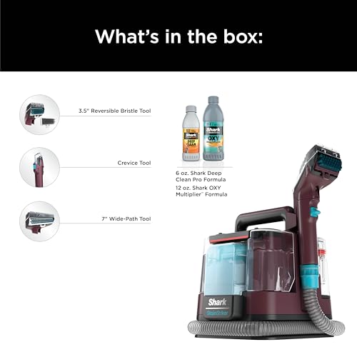 Shark StainStriker Portable Carpet and Upholstery Cleaner, Spot, Stain, & Odor Eliminator, 3 Attachments, Perfect for Pets, Carpet, Area Rugs, Couches, Upholstery, Cars & More, Burgundy, PX203BRN