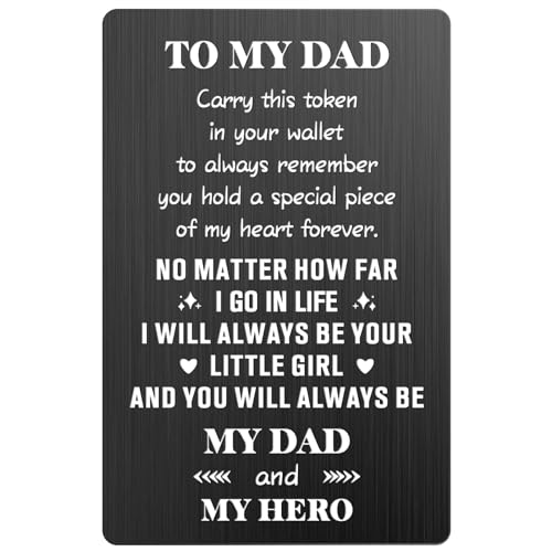 Fathers Day Dad Gifts from Daughter Wife Kids Wallet Card, Father's Day Gifts for Dad, Fathers Day Card, Fathers Gifts for Daddy Step Dad Papa Husband Men Him Gifts on Fathers Day Birthday Christmas