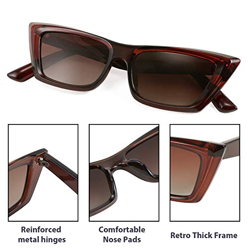 FEISEDY Small Cateye Square Polarized Sunglasses Women Classic Thick Rectangle Frame UV400 Sun Glasses B2736