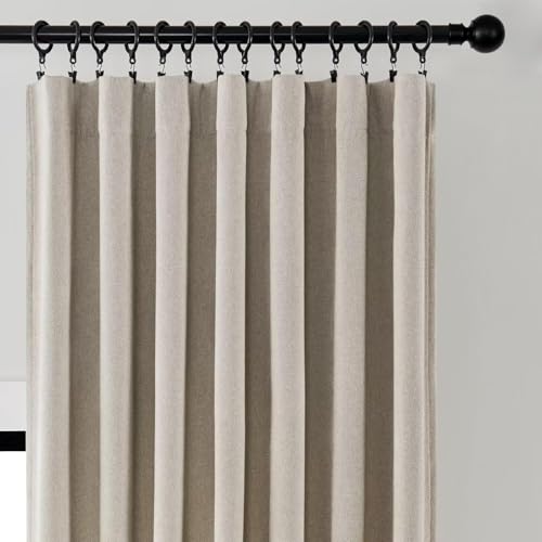 Joydeco Linen Curtains for Living Room,Light Filtering Rod Pocket Back Tab Semi Sheer Drapes Window Long Curtains 84 inches Long Sheer Bliss