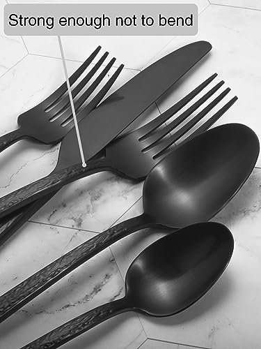 Alata Ripple 20-Piece Black Silverware Set Stainless Steel Flatware Set,Service for 4,Cutlery Set,Dishwasher Safe