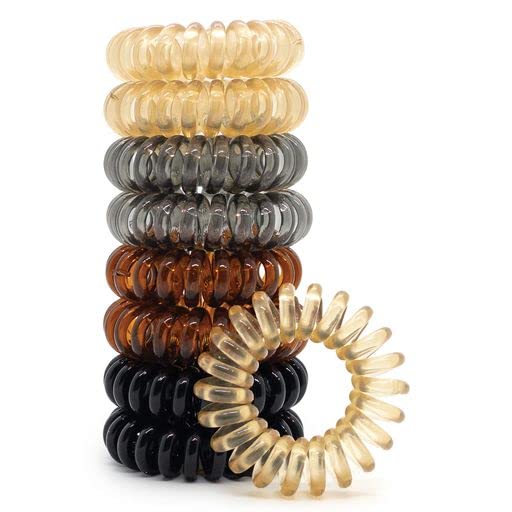 Kitsch Spiral Hair Ties for Women, Coil Hair Ties for Thick Hair, No Crease Hair Tie, Spiral Hair Ties No Damage, Hair Coils & Phone Cord Hair Ties for Thin Hair, Hair Ties Spiral, 8pcs (Brunette)