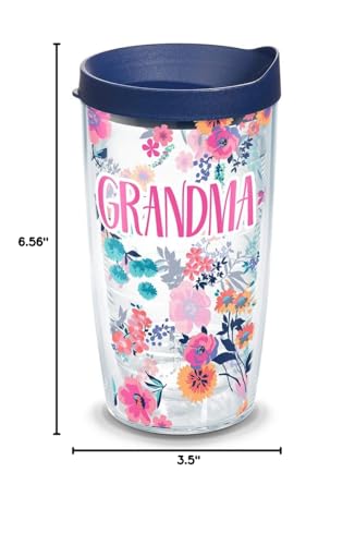 Tervis Made in USA Double Walled Dainty Floral Mother's Day Insulated Tumbler Cup Keeps Drinks Cold & Hot, 16oz, Grandma