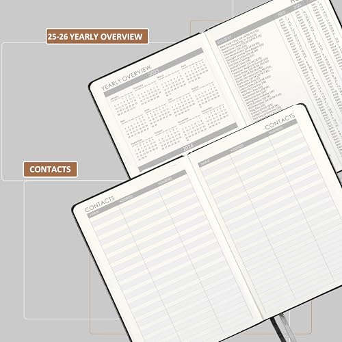 2025-2026 Planner - Planner 2025-2026 with Pen Loop, July 2025 - June 2026, to Achieve Your Goals & Improve Productivity, Thick Paper, 40 Note Pages, Inner Pocket, 5.75" x 8.25" - Black