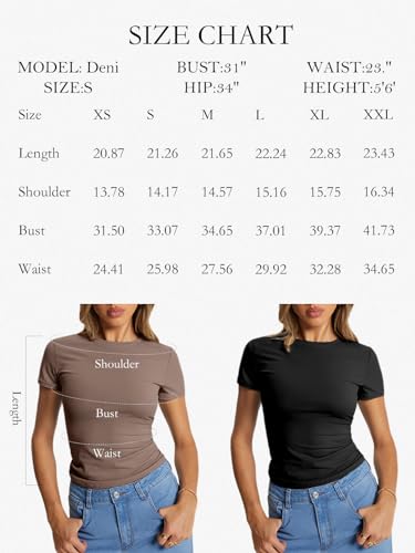 Trendy Queen Womens Basic Short Sleeve Slim Fit T Shirts Soft Crewneck Crop Y2k Tee Summer Cute Gym Fashion Clothes Black X-Small