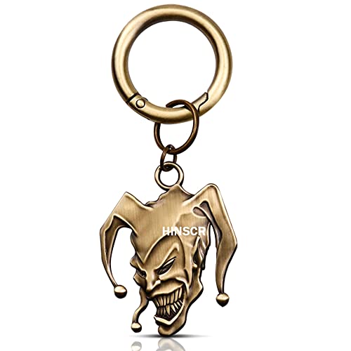 HINSCR Joker Keychain 3D Metal Joker Keyring Auto Decoration Key Pendants Joker Car Accessories Keychain gift for men (bronze)