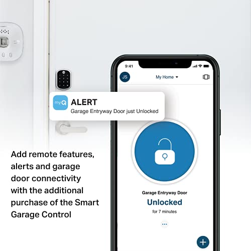 Yale | LiftMaster Smart Touchscreen Deadbolt with Keypad Lever (Satin Nickel) & myQ Chamberlain Smart Garage Door Hub, Bundle