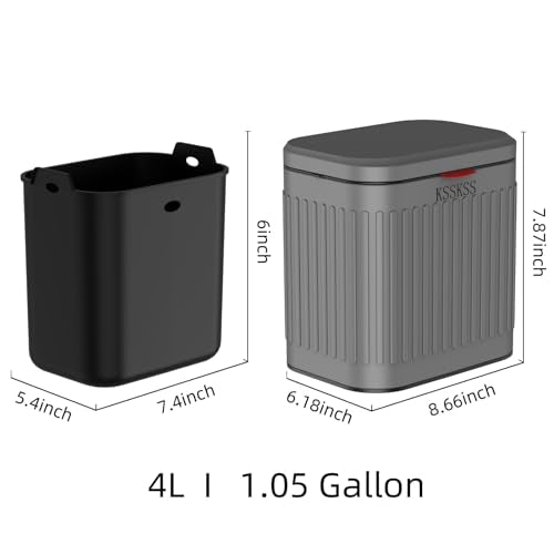 KSSKSS 1.05 Gallon Kitchen Compost Bin for Counter Top or Under Sink, Inner Bucket,Stainless Steel Hanging Small Trash Can with Lid for Kitchen/Cupboard/RV (Matt Black)