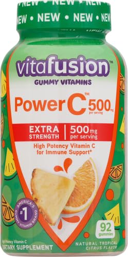 Vitafusion Extra Strength Power C Gummy Vitamins, Tropical Citrus Flavored Immune Support (1) Vitamins, 92 Count