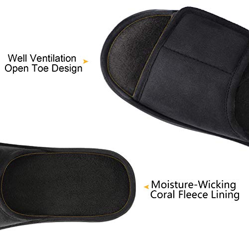LongBay Men's Comfy Memory Foam Slide Slippers Breathable Micro Suede House Shoes (Small / 7-8 D(M) US, Black)