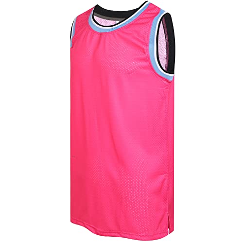 DEHANER Blank Basketball Jersey for Men Women Unisex 90s 00s Hip-Hop Hipster Mesh Party Shirts,White/Light Blue/Pink Gradient Jersey,Men Size Medium