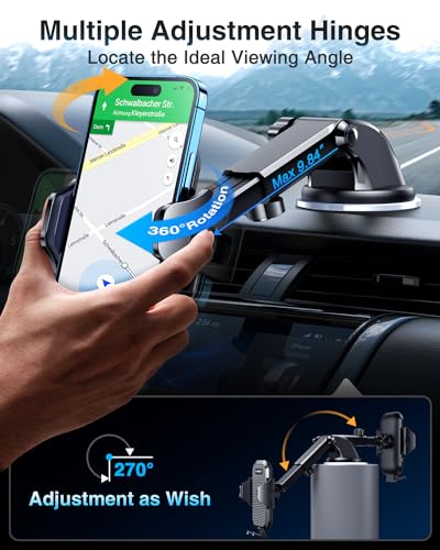 VANMASS Car Phone Holder 2024 Military-Grade Phone Holder for Your Car Windshield Dashboard【 65 Lbs Strongest Suction】【Patent & Safety Certs】 Universal Cell Phone Car Mount for iPhone Samsung Android