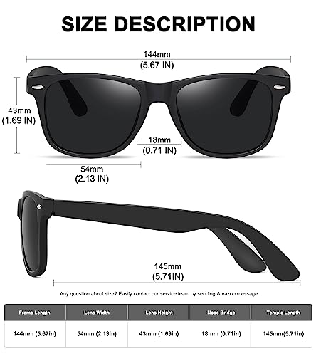 MEETSUN Polarized Sunglasses for Men Women Classic Retro Sun Glasses for Driving UV Protection (3 Styles) A-Matte Black
