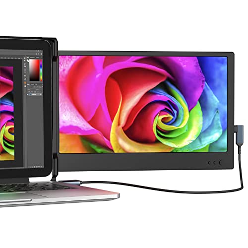 CIDETTY Laptop Screen Extender, 14'' FHD 1080P IPS Ultra-Thin Dual/Triple Monitor Display, HDMI/USB-C Plug-Play Portable Monitor for Laptop, Built-in Speakers(Mac, Win, Android)