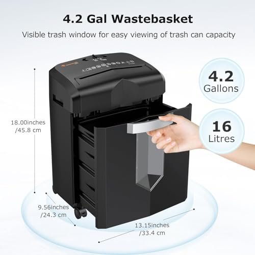 Bonsaii 12-Sheet Micro Cut Shredders for Home Office, 60 Minute P-4 Security Level Paper Shredder for CD, Credit Card, Mails, Staple, Clip, with Jam-Proof System & 4.2 Gal Pullout Bin C266-B