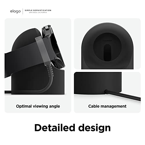 elago GW2 Charging Stand Compatible with Samsung Galaxy Watch 7/Ultra, 6/6 Classic, 5/5 Pro (40, 43, 44, 45, 47mm) [Charging Cable Not Included] [Black]