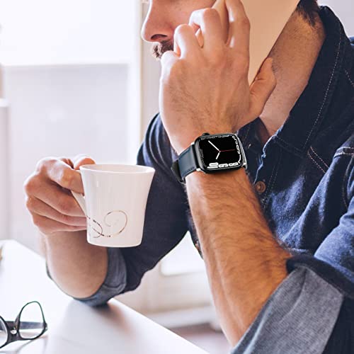 SWEES Leather Band Compatible for Apple Watch 42mm 44mm 45mm, Genuine Leather Replacement Wristband Strap Compatible iWatch Series 7 6 5 4 3 2 1 SE Sports & Edition Men And Women, Cognac Brown