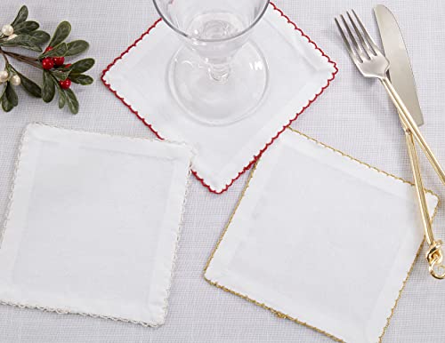 SARO LIFESTYLE Whip Stitched Table Napkins (Set of 4), Gold, 6" (1442.GL6S)