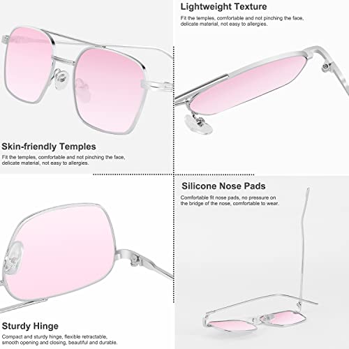 FEISEDY Fashion Square Aviator Sunglasses Women Men Trendy Retro Metal Frame Sun Glasses Candy Color Lens B1036