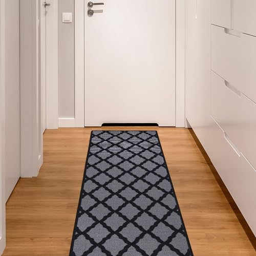 Machine Washable Moroccan Trellis Design Non-Slip Rubberback 2x5 Traditional Indoor Runner Rug for Hallway, Kitchen, Bedroom, Entryway, 20" x 59", Yellow