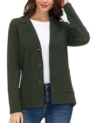 Womens Casual Work Office Blazer Open Front Long Sleeve Cardigan Jacket(M, Wine)