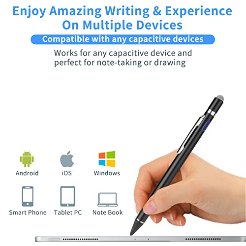 Evach Active Stylus Digital Pen with Ultra Fine Tip Stylus for iPad iPhone Samsung Tablets, Compatible with Apple Pen,Stylus Pen for iPad Pro, Black