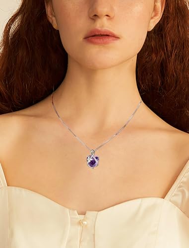 JIWOY Butterfly Necklace Sterling Silver Infinity Pendant Love Heart Created Amethyst Jewelry for Women