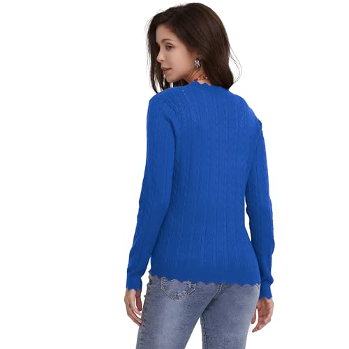 Women's Lace V Neck Hollow-Out Crochet Button Down Knit Slim Cropped Cardigan Yellow