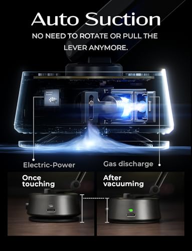 LISEN SuctionPro Phone Holder for Car【Auto Vacuum】Electric Vacuum Magnetic Phone Mount, Suction Cup Phone Mount 360° Adjustable Car Accessories Magsafe Car Mount for iPhone 17 Pro Max Air 16 15 14 13