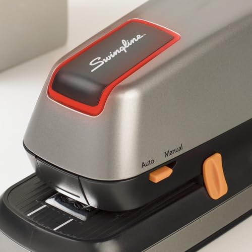 Swingline Electric Stapler, 20 Sheet Capacity, Optima 20, Jam Free, Auto or Manual, Plug In or Battery, Silver (48208)