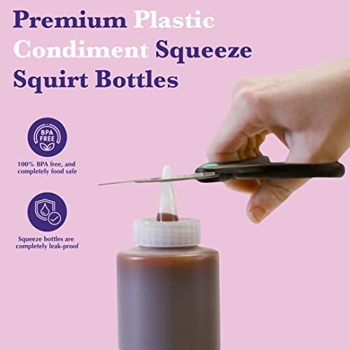 6-Pack Condiment Squeeze Bottles for Sauces - Includes Funnel, Erasable Marker & Reusable Labels, Perfect for Salad Dressings, Liquids, and Ketchup, Durable Plastic 4 oz Bottles