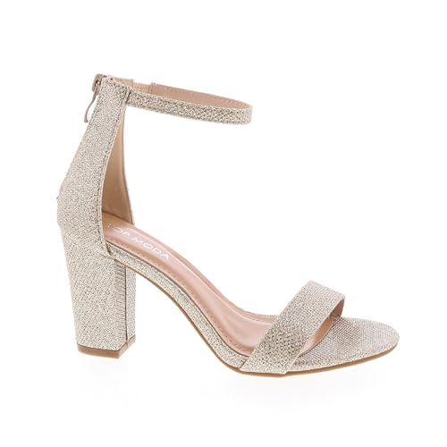 TOP Moda Hannah-1 Ankle Strap Dressy High Heel Sandal, Non-slip Sole, For Wedding, Party, Prom, Evening Wear, or Any Occasion, Sleek Style Block Heel Sandals, Fuchsia Pu, 10
