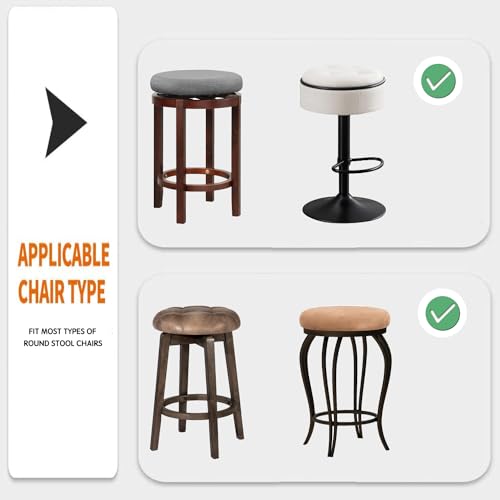 Deisy Dee 4pcs Velvet Stretch Round Bar Stool Seat Covers,Barstool Covers Slipcovers for 15.5-20 inch Stool Chair (4, Black, 15.5-20 INCH)