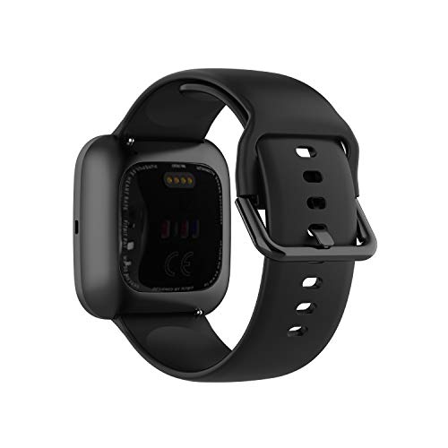 KOMI Watch Band Compatible with Fitbit Versa/Versa 2 / Versa Lite Watch,Soft Silicone Waterproof Breathable Sport Watch Strap Replacement Wristband (black, S:5.5" - 7.1" wrists)