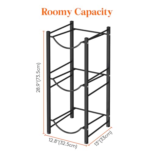 Lifewit 5 Gallon Water Jug Holder, 3 Tier Water Bottle Stand, Heavy Duty Water Dispenser Rack with 3 Slots for Gallon Jugs, Detachable Water Storage Shelf Organizer for Home Living Room Office, Black