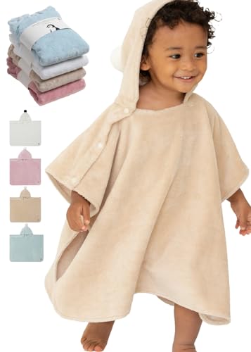 Konny Baby Hooded Towel: Rayon from Bamboo Cotton Baby Towel Hooded Poncho, Oeko-TEX, Ultra Soft & Quick-Dry, Girls, Babies, Newborn Boys, Toddler (Beige, Small)