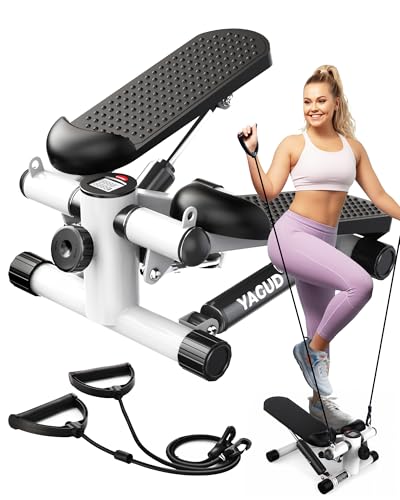 Yagud Steppers for Exercise at Home, Mini Stair Stepper with Resistance Bands, Portable Under Desk Stepper Workout Step Machine 300 lbs Weight Capacity