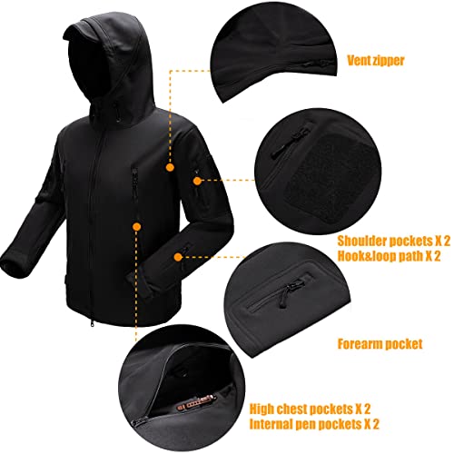 FREE SOLDIER Men's Outdoor Waterproof Soft Shell Hooded Military Tactical Jacket (GrayDigitalCamo/3XL)