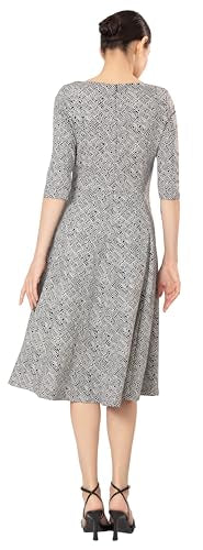 Marycrafts Women's Fit Flare Tea Midi Dress for Office Business Work 18 Dark Blue