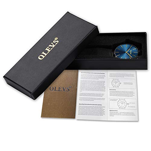 OLEVS Valentines Couple Pair Watches for Men and Women Lovers Romantic Wedding Gifts Set of 2,His and Hers Business Black Dial Quartz Day Date Wrist Watch Waterproof Luminous with Stainless Steel Band