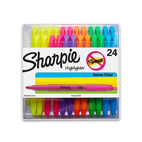 Sharpie Pocket Highlighters | Chisel Tip Highlighters, Assorted Colors, 24 Count