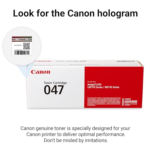 Canon Genuine 047 Black Toner Cartridge Compatible with LBP113w, MF113w